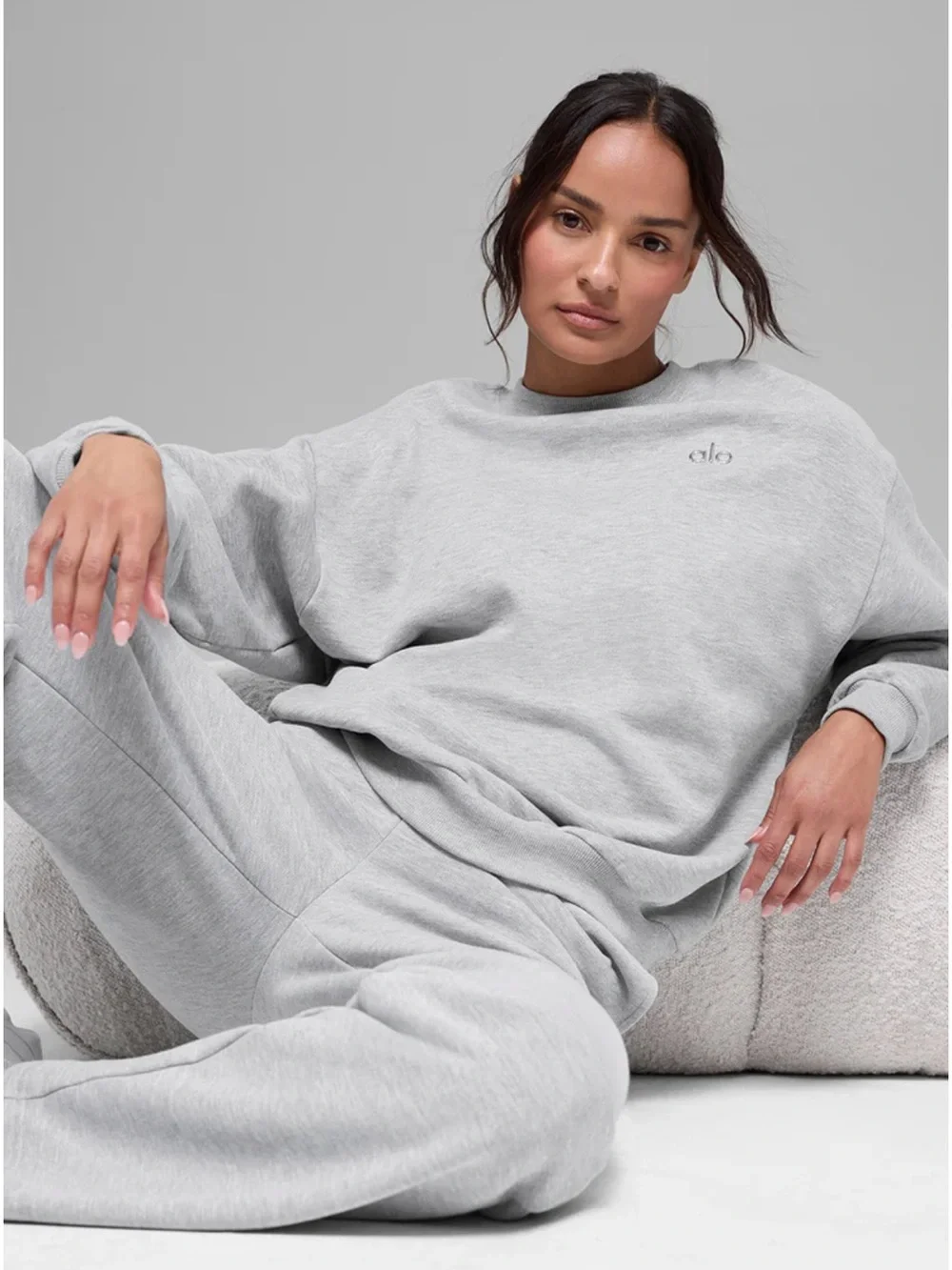 Alo Grey Accolade Crewneck Sweatshirt- NEW